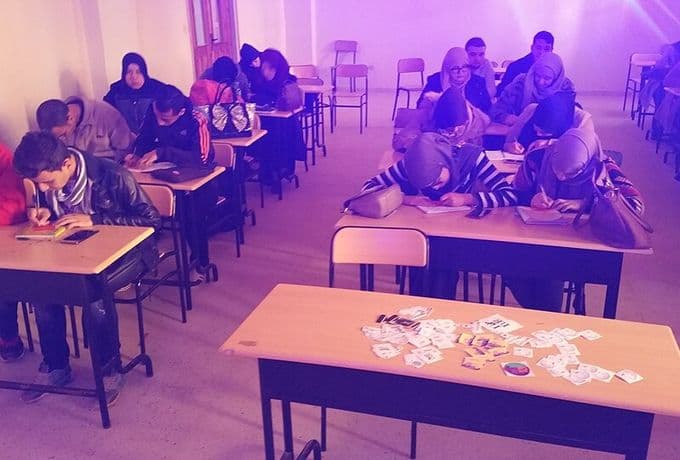 Students studying in class